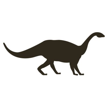 tek renkli siluet dinozor mamenchisaurus ile