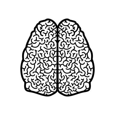 beyin siluet siyah beyaz iki serebral hemisferlerin ile
