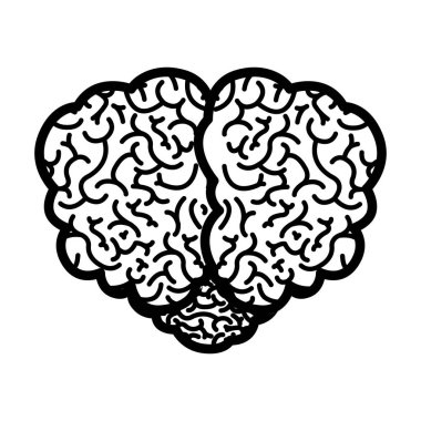 Üstten Görünüm ile beyin siluet siyah beyaz