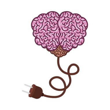 beyin siluet açık mor renk güç kablosu ile en iyi Manzaralı