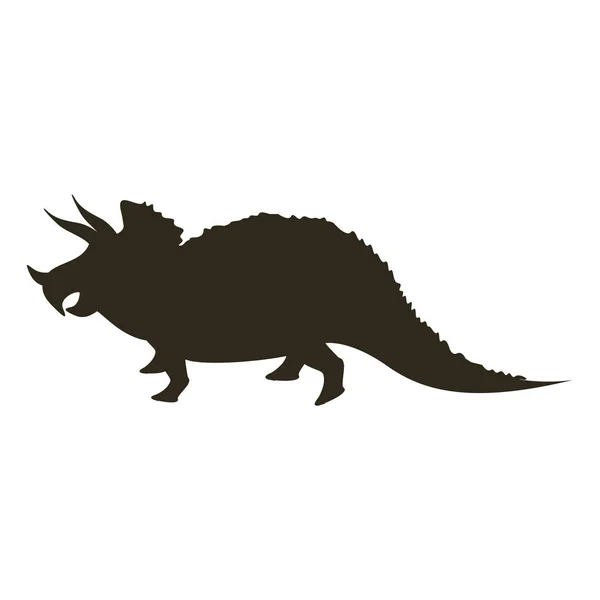 Zwart-wit silhouet met dinosaurus triceratops — Stockvector