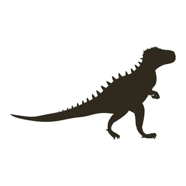 Svartvit siluett med dinosaurien tyrannosaurus — Stock vektor