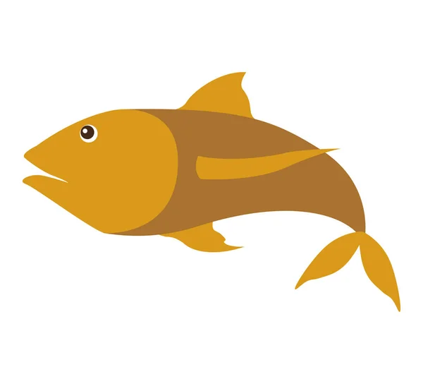 Colorufl silhouette with sea fish yellow — Stock Vector