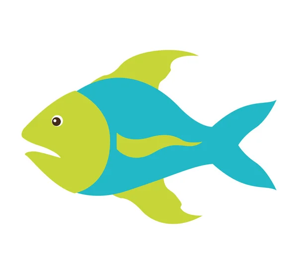 Πολύχρωμο σιλουέτα με μπλε ψάρια της θάλασσας και τα πτερύγια πράσινο — Διανυσματικό Αρχείο