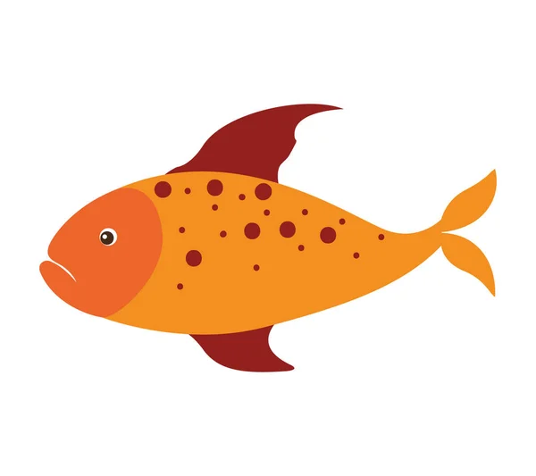 Färgglada siluett med havsfisk gula och röda fenor och prickar — Stock vektor