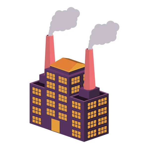 Colorido gran industria con dos chimenea — Vector de stock