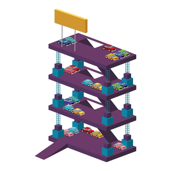 Silueta colorida con edificio de estacionamiento — Archivo Imágenes Vectoriales