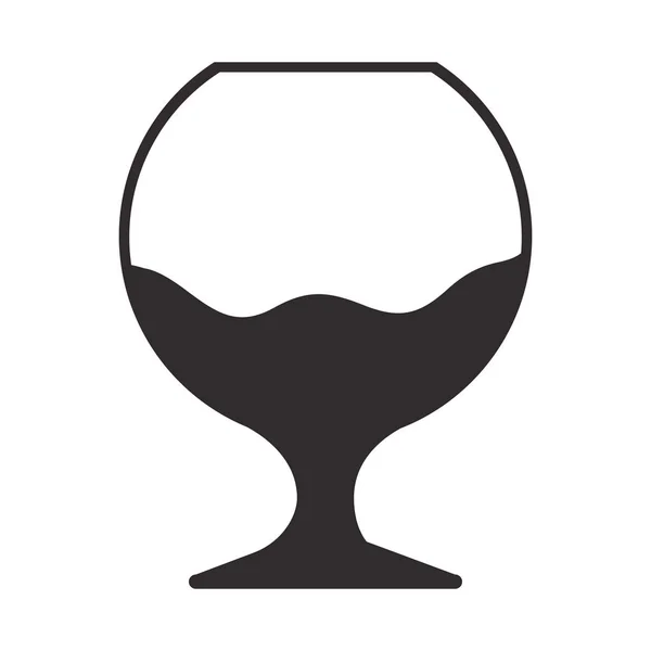Silhouette monochrome avec verre à vin — Image vectorielle