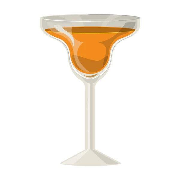 Silueta con bebida naranja en copa de cóctel — Vector de stock