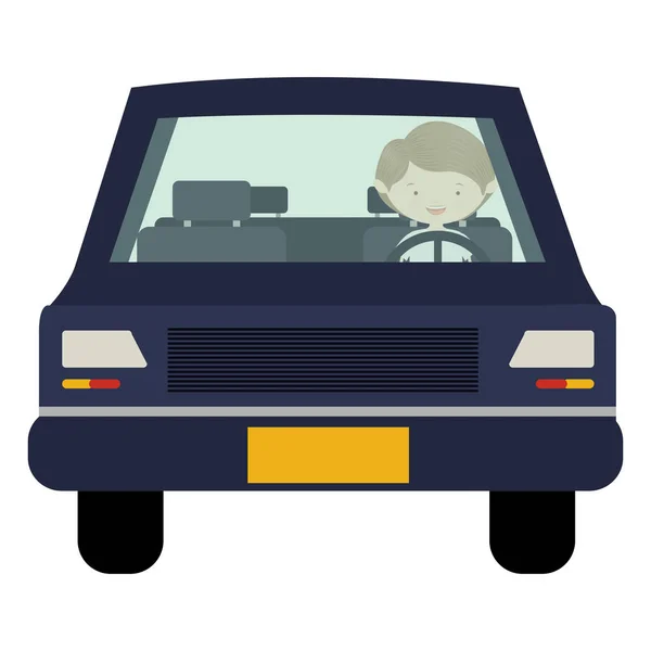 Homme conduite voiture vue de face — Image vectorielle
