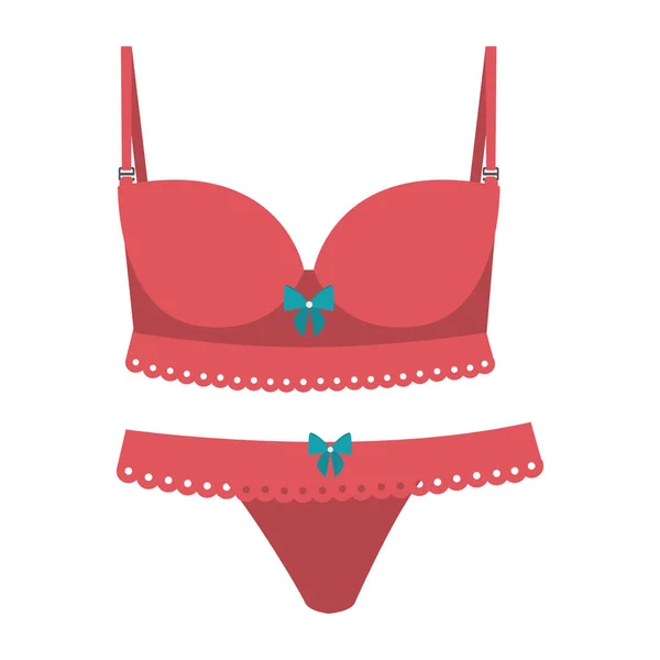 Conjunto de lingerie rosa com laço —  Vetores de Stock