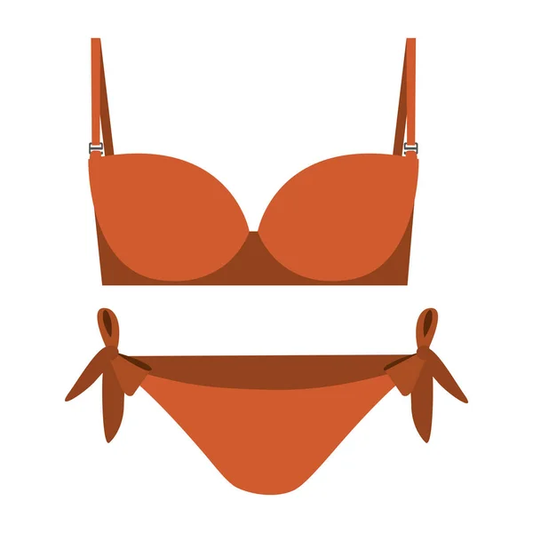 Oranje bikini met strik instellen — Stockvector