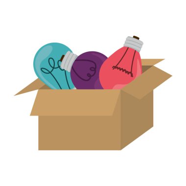 packcage ampul filamentler ile asılı renkli