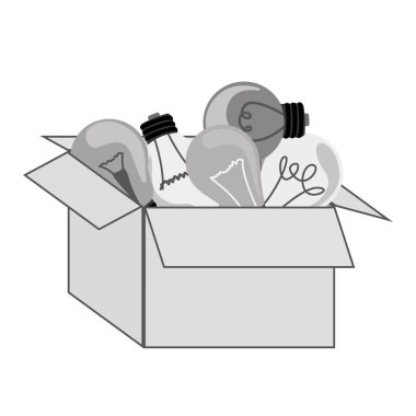 gri siluet packcage ampuller filamentler ile asılı