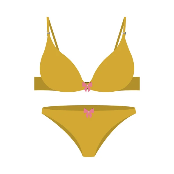 Gelber Set Bikini mit Schleife — Stockvektor