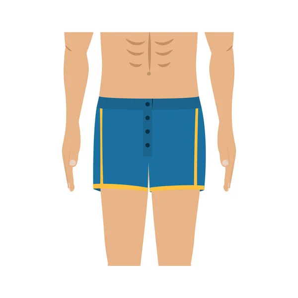 Mavi kısa yüzme erkeklerle yarım vücut — Stok Vektör