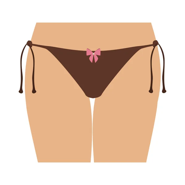 Mezzo corpo donne con bikini tanga marrone — Vettoriale Stock