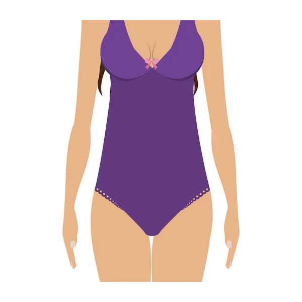 Mezzo corpo viola set bikini un pezzo — Vettoriale Stock
