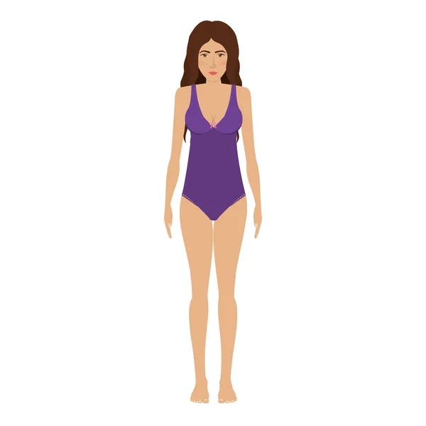 Mujer con una sola pieza icono del bikini — Archivo Imágenes Vectoriales