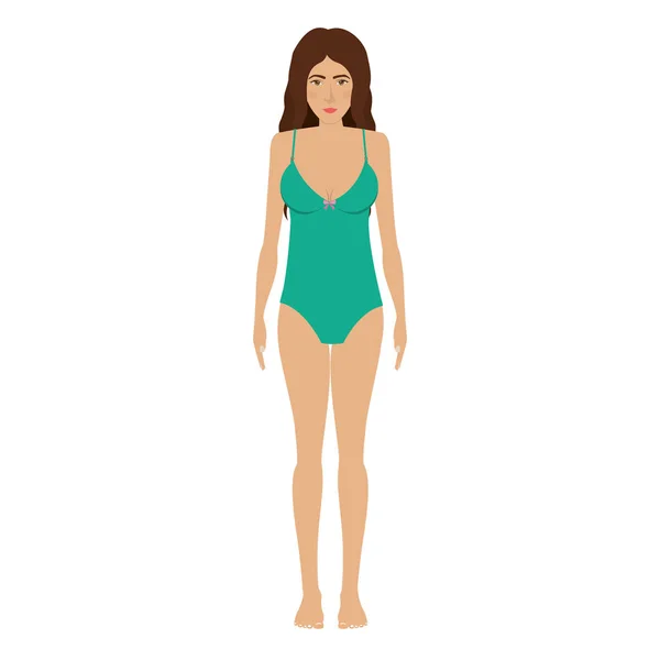 Nő, zöld egy darab bikini ikon — Stock Vector