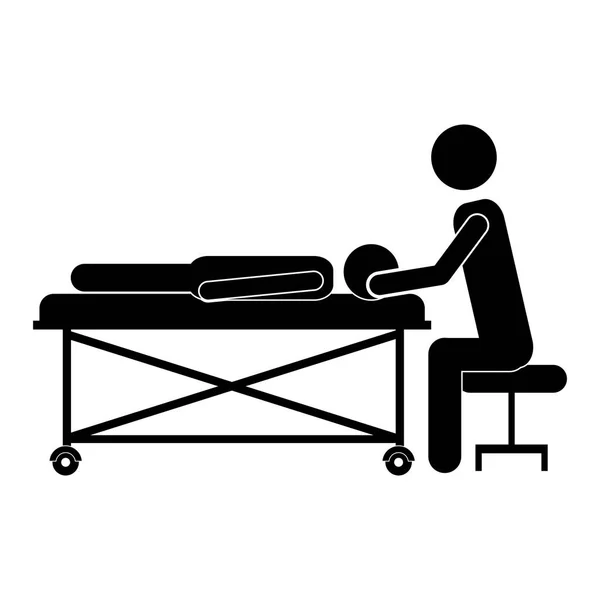 Silhouette Massagetherapeutin mit Schnuller — Stockvektor