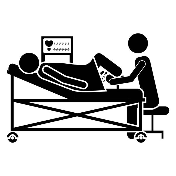 силуэт беременная женщина с акушером
