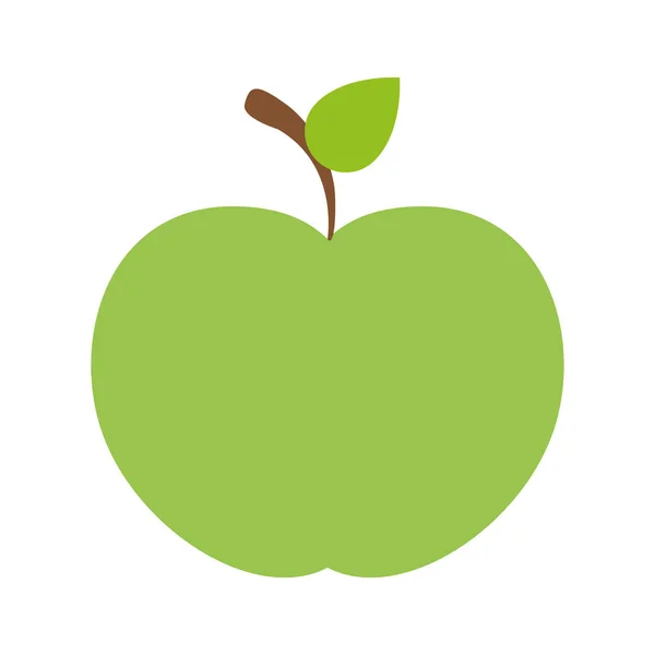 Silueta colorida de manzana con tallo y hojas — Vector de stock