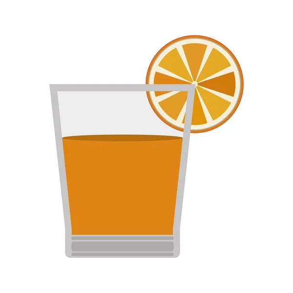 Glass orange juice with slice fruit — Stock Vector