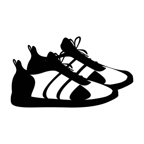 Pasangan silhouette ikon desain sepatu olahraga kebugaran hitam - Stok Vektor