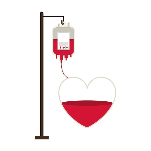 Väska donera blod och hjärta form — Stock vektor