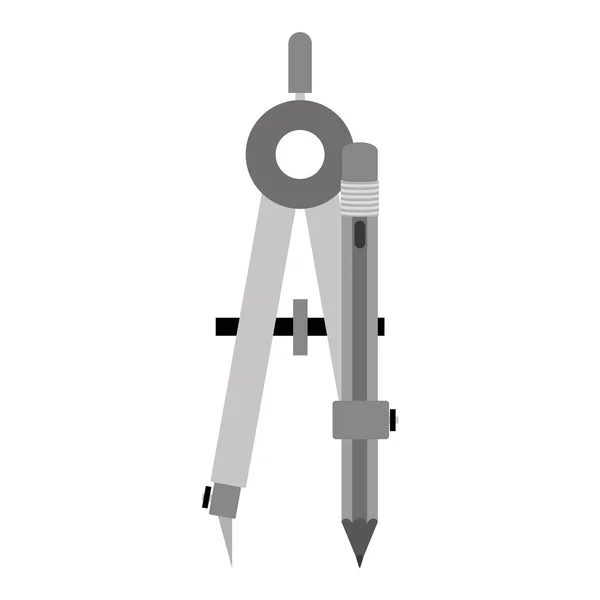 Grå silhuett kompass med penna — Stock vektor