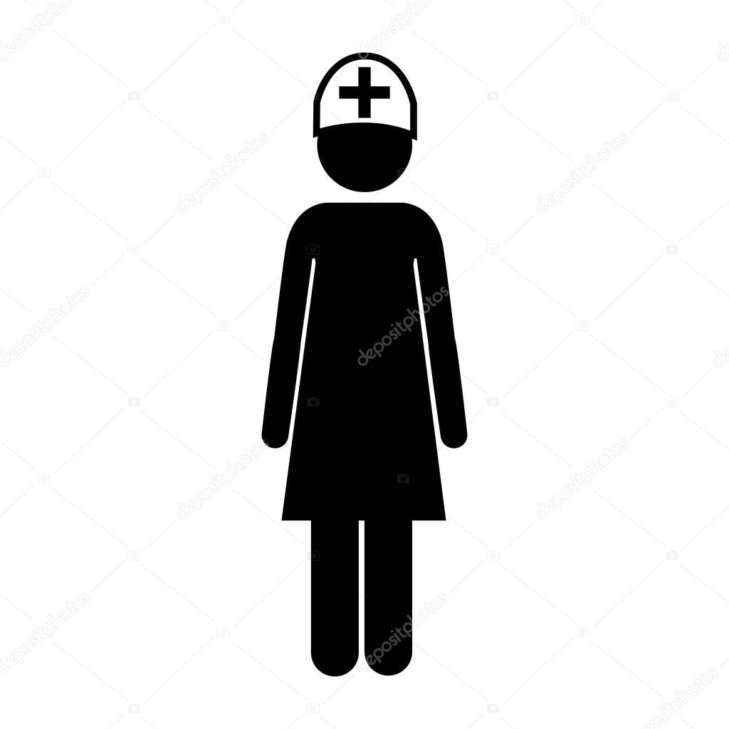 Download Silhouette of woman nurse icon — Stock Vector ...
