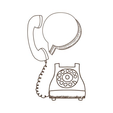 siluet antoque telefon ile oval belirtme çizgisi