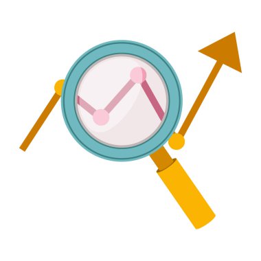 siluet renkli yükselen ok ve Büyüteç camı