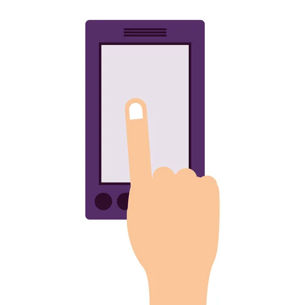 Палец касается экрана смартфона — стоковый вектор