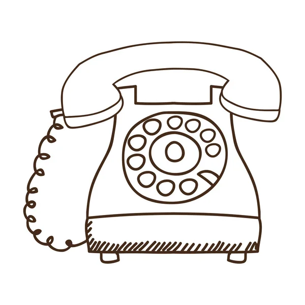Икона старинного телефона силуэта с шнуром — стоковый вектор