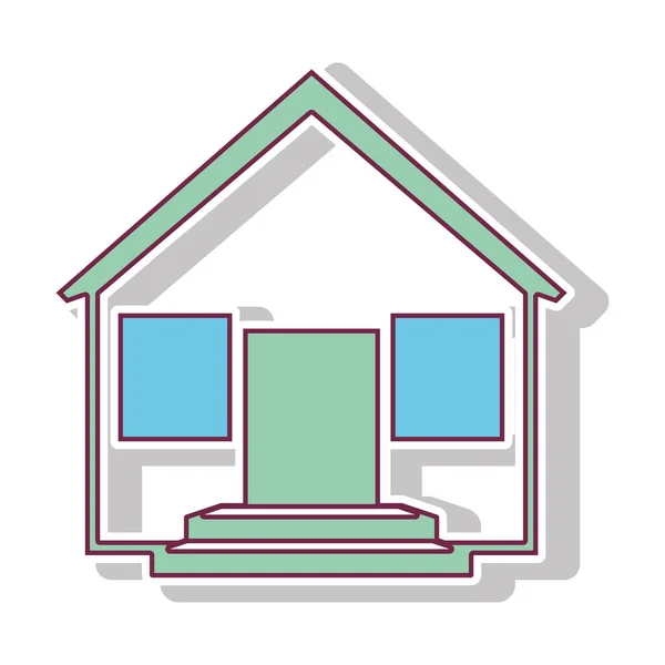 Colorido contorno de la casa con sombra — Vector de stock