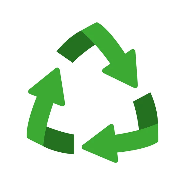 Grüne Recycling-Symbolform mit Pfeilen im Gefälle — Stockvektor