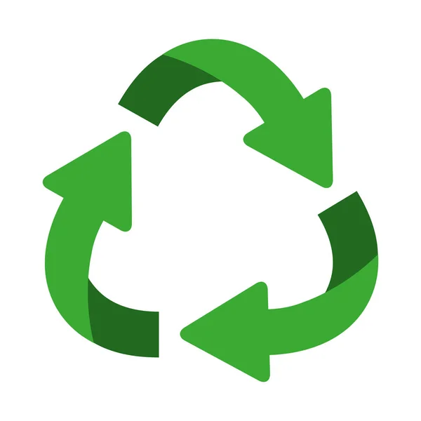 Groene ovaal recycling symbool vorm met pijlen — Stockvector