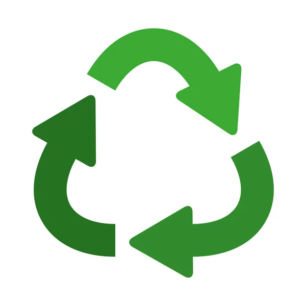 Vert forme de symbole de recyclage séparé avec des flèches — Image vectorielle