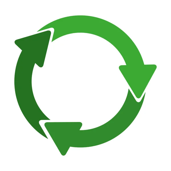 Forme de symbole de recyclage circulaire vert avec des flèches — Image vectorielle