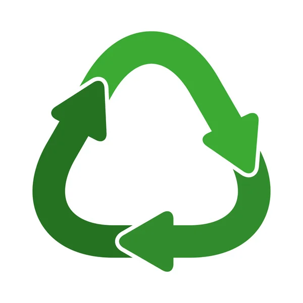Vert uni recyclage symbole forme avec des flèches — Image vectorielle