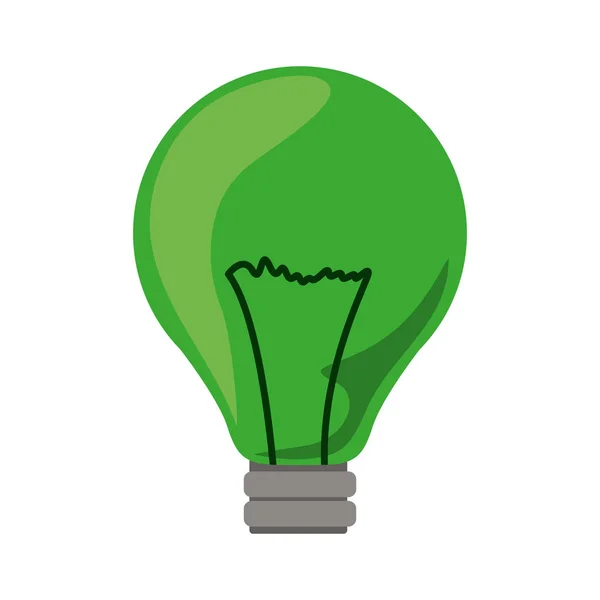Ícone de lâmpada de luz verde com filamentos — Vetor de Stock
