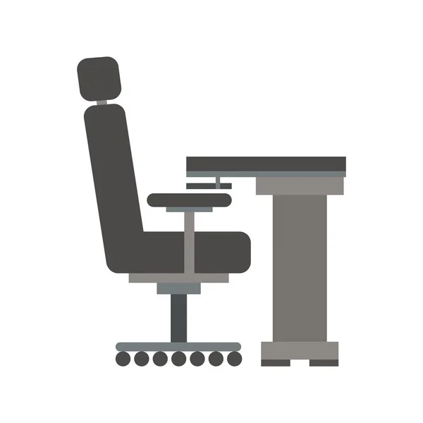 Sylwetka skali szarości z biura biurko i krzesło — Wektor stockowy