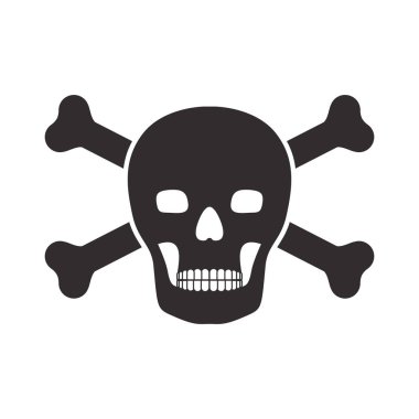 kafatası ve kemikler ile tek renkli siluet