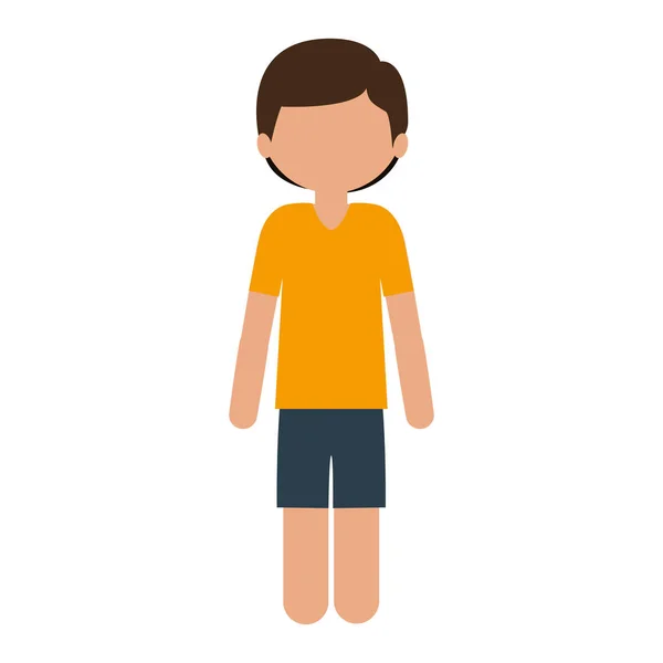 Silhouette enfant avec t-shirt et short sans visage — Image vectorielle