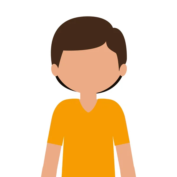 Silhouette half body child with t-shirt and shorts without face — Stock Vector