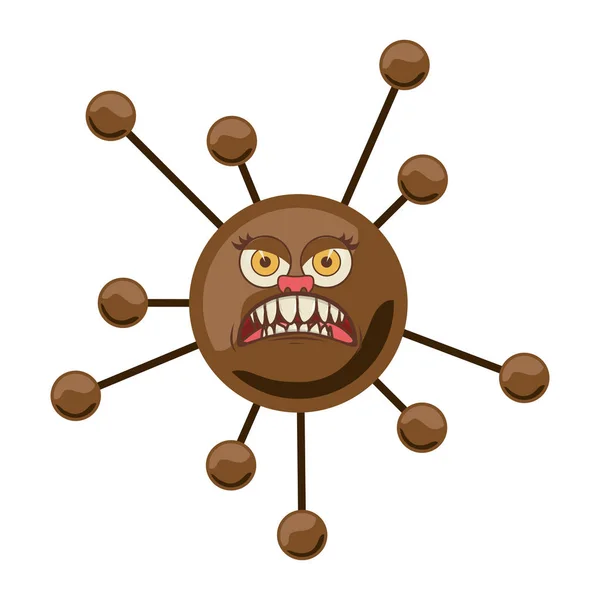 Silueta marrón con forma de dibujos animados bacterias — Vector de stock
