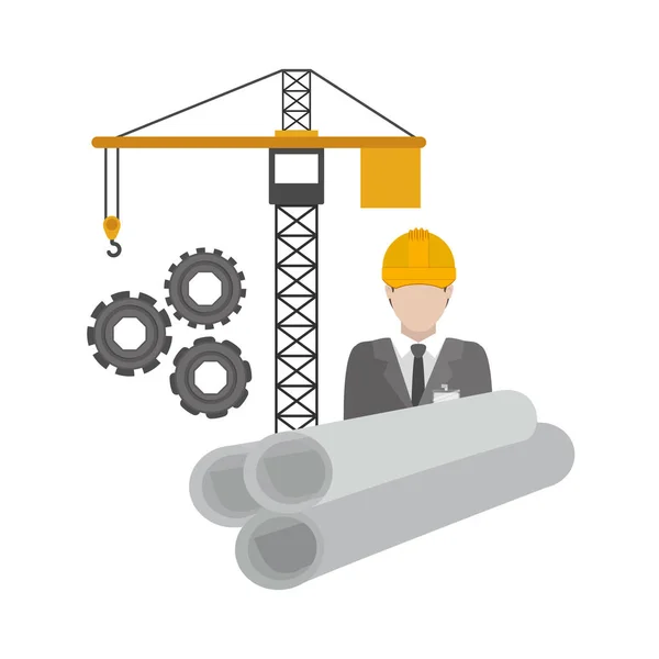 Isolated crane of construction design — Stock Vector