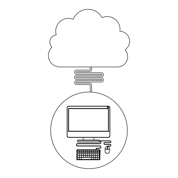 Computer en cloud computing ontwerp — Stockvector